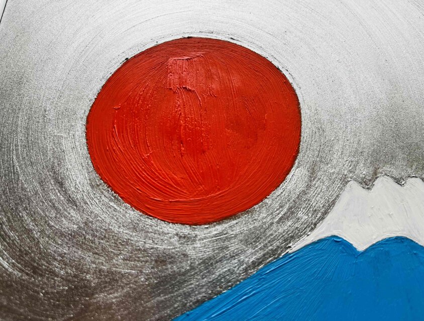 開運・仕事・学業運】「青富士1」特大・油彩・額装・原画・風水