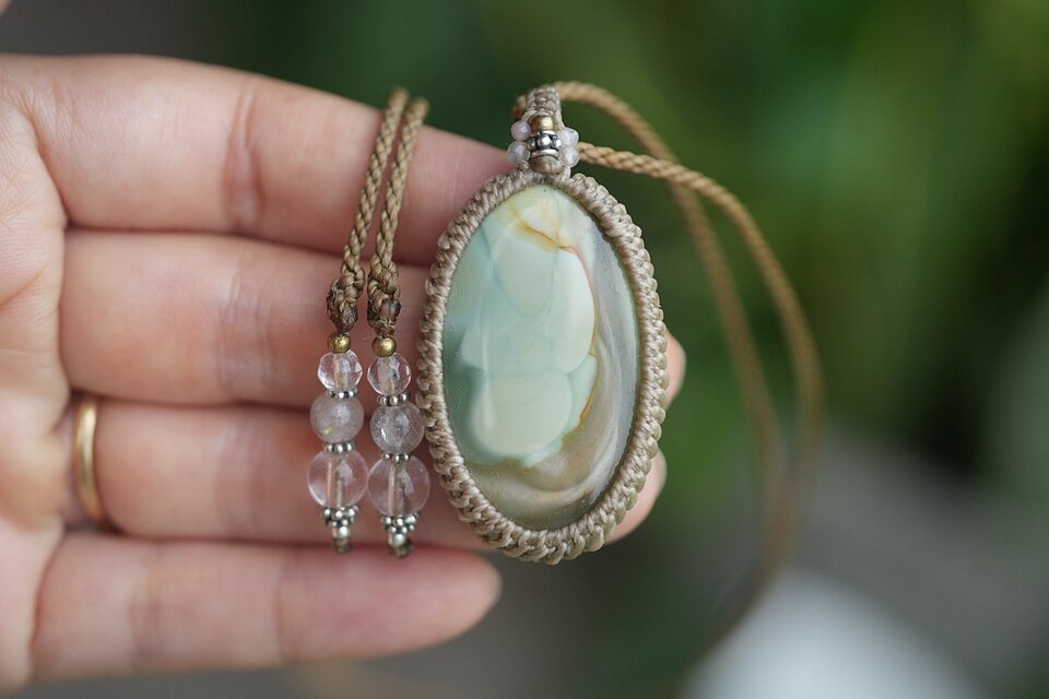 ジャスパーの水彩画 ピクチャージャスパー マクラメネックレス 1853