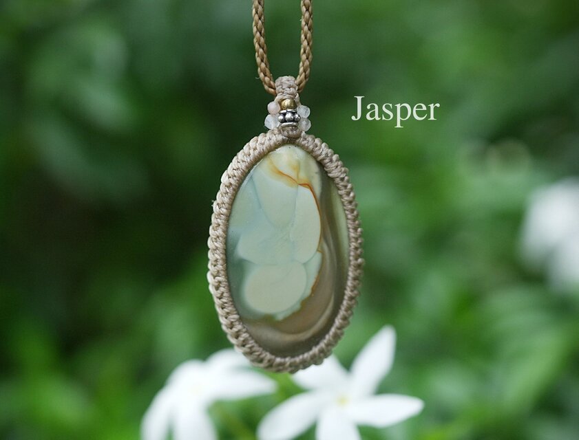 ジャスパーの水彩画 ピクチャージャスパー マクラメネックレス 1853