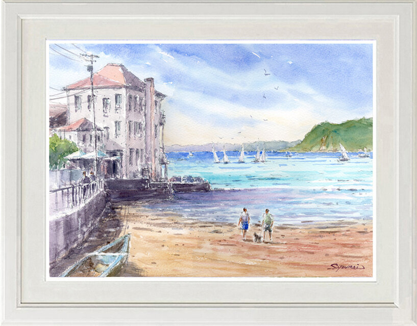 水彩画原画 鐙摺浜・湘南葉山 ＃655 | iichi 日々の暮らしを心地よく
