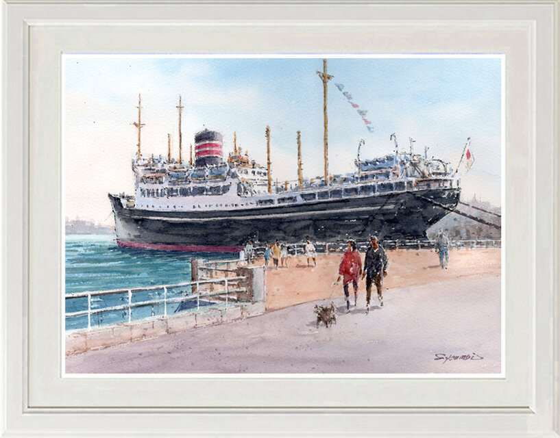 水彩画原画 氷川丸 6・横浜山下公園 ＃657 | iichi 日々の暮らしを