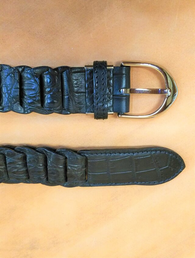 ワニ（ナイルクロコダイル）革メンズベルトブラック | iichi 日々の