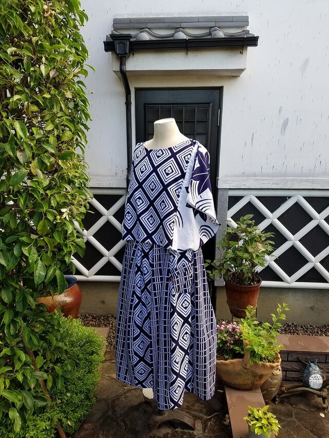 着物リメイク 手作り 男物 浴衣(反物) 上下セット お祭り 盆踊りに