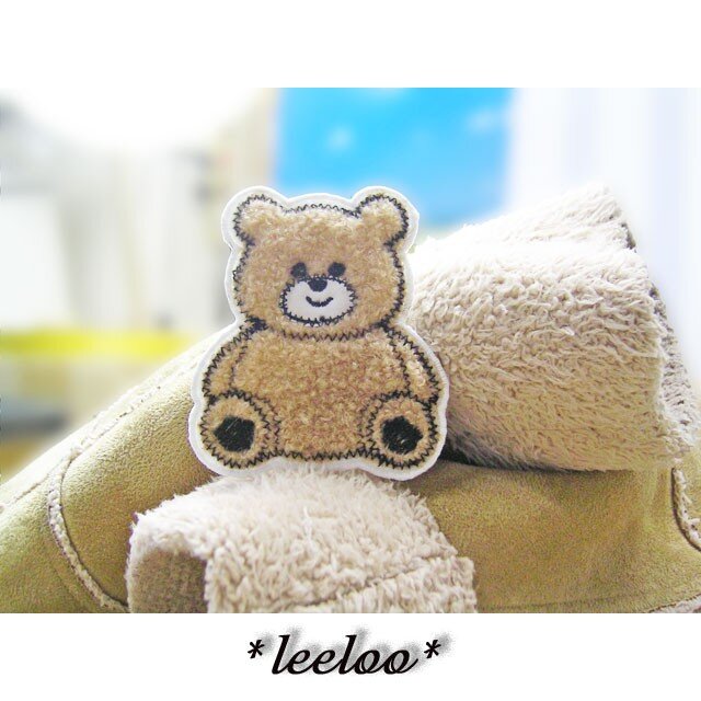 お座りくまのさん☆もこもこワッペン☆1枚茶-7.5 | iichi 日々の暮らし