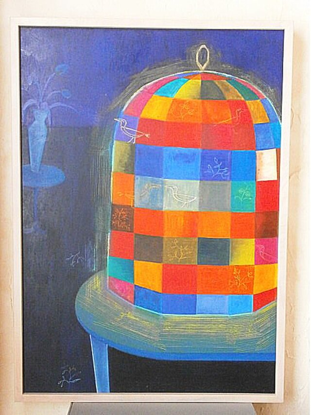 真夜中の出来事 オイルパステル ガッシュ 原画 額装済み | iichi 日々