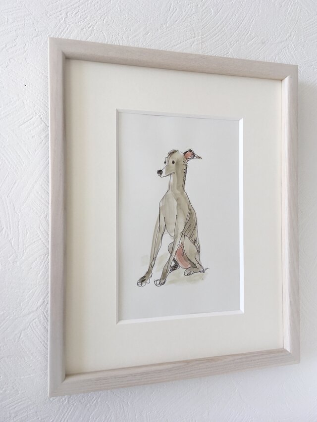 額付き水彩画「イタリアングレーハウンド」原画 | iichi 日々の暮らし