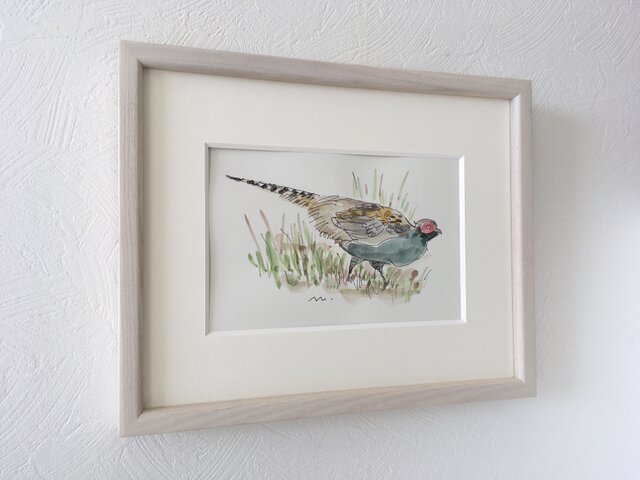 額付き水彩画「キジ」原画 | iichi 日々の暮らしを心地よくする
