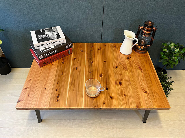 送料無料】 ローテーブル 長方形 90cm 60cm スギ 縦柄 折りたたみ脚