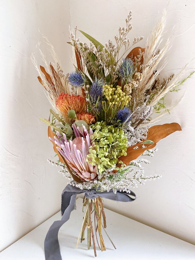 ドライフラワー ネイティブフラワー プロテア スワッグ ブーケ | iichi