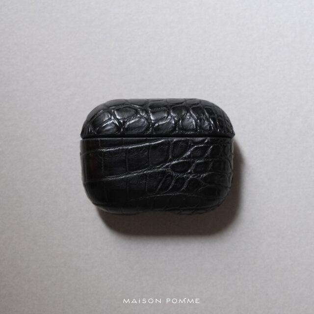クロコダイル AirPods Pro用 ケースカバー【チャコールブラック】エア