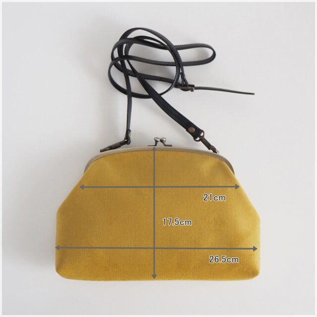 □コーデュロイ×リバティのがま口ショルダーバッグ / マスタード