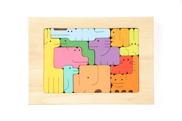 アフリカ大陸 壁掛け 動物12匹 木製パズル 29✖️25 ✖️2、2 アフリカ