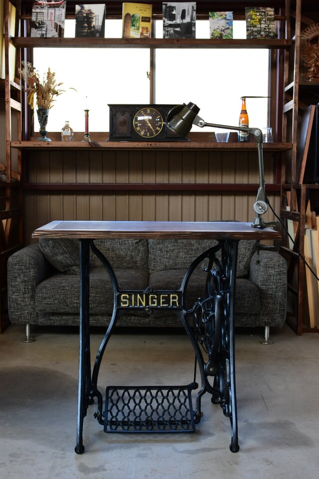 SINGER網脚/四方枠額縁天板/アンティークミシンテーブル | iichi 日々