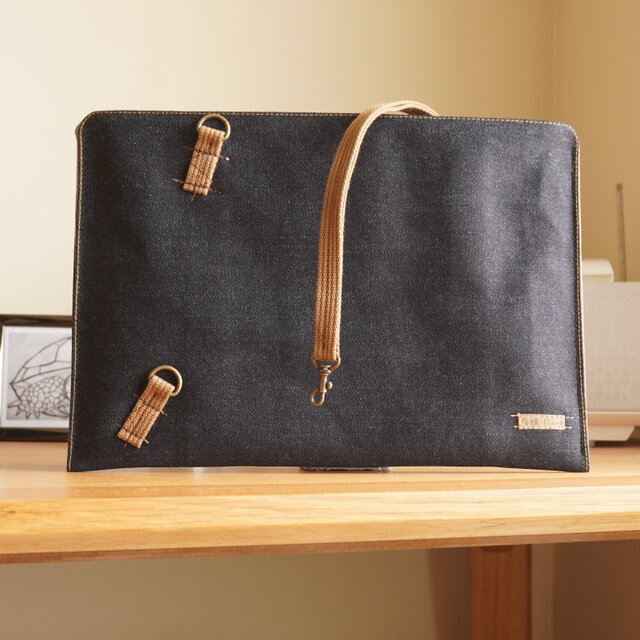 ノートパソコンケース type / 岡山産デニム 帆布 brown slash | iichi
