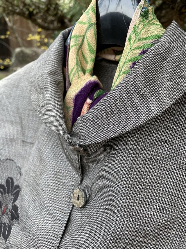 着物リメイク】大島紬の丸い衿のワンピース/前開き/Aライン | iichi