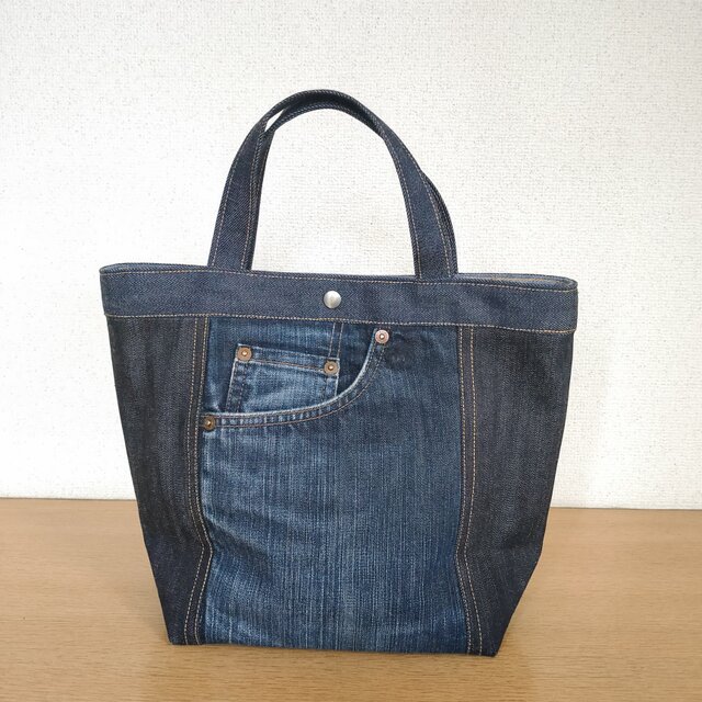 ⑦ミニトートバッグ ☆ 岡山デニム ハンドバッグ リメイク ジーンズ