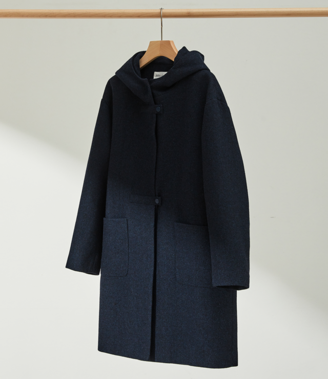 着回し無限大 大人ウールコート フード付きコート ネイビー 221203-2