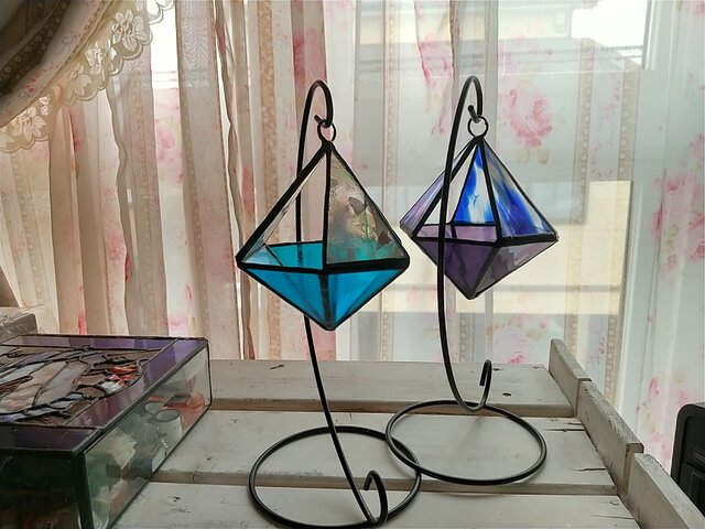 ステンドグラス＊卓上テラリウム/キャンドルホルダー（フラクチャー