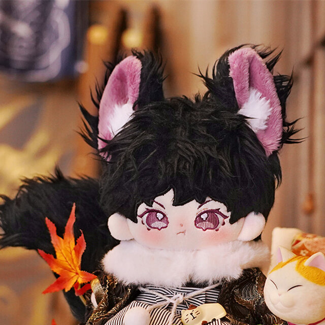 狼葡酒 20cm 着せ替えぬいぐるみ 無属性 獣耳付け男の子 黒髪着せ替え