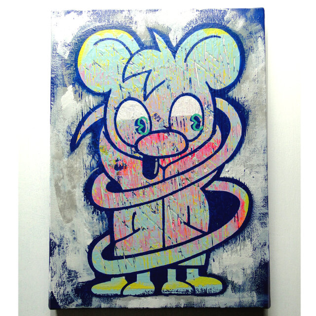 ネズミのグラフィティアート 原画 絵画 キャンバス画 動物の絵