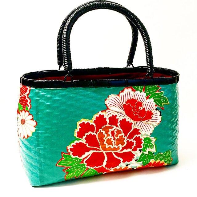 一閑張りバッグ中袋付き 『新・猫と花シリーズ』 浮世絵仕上げ | iichi