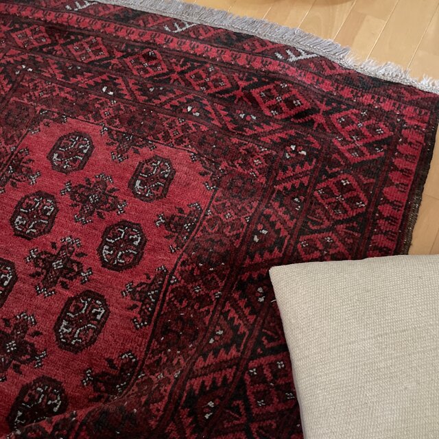 99×152 渋め 深みある赤 艶やか トライバル トルコヴィンテージラグ