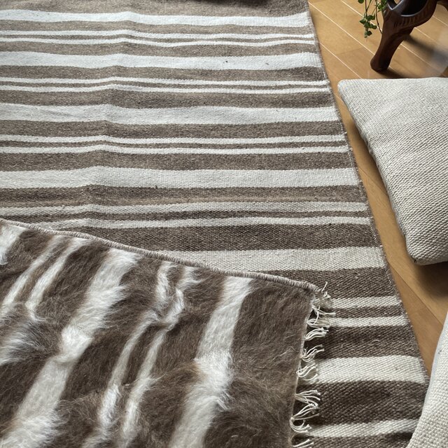 77×131 バッターニエ ナチュラルブラウン×ホワイト トルコヴィンテージ