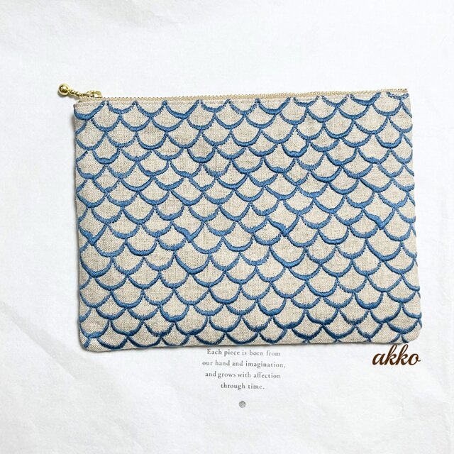 ミナペルホネン mermaid マーメイド ベージュ ハンドメイド ポーチ