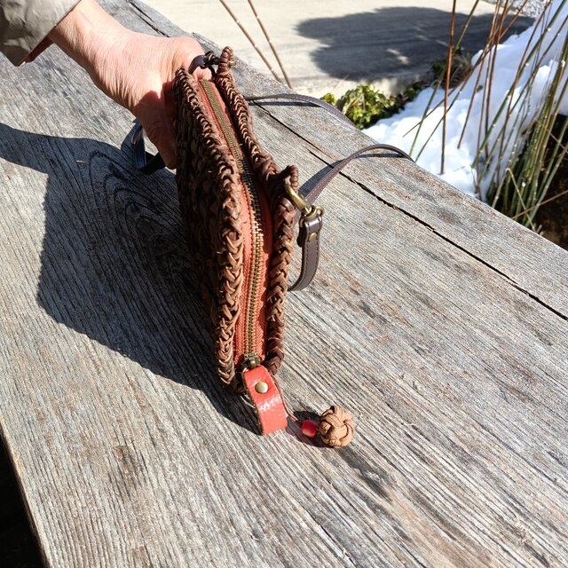 山葡萄の蔓で編んだ『長財布』ショルダー紐・ストラップ付202402