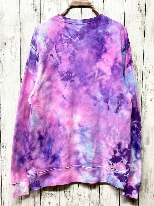 タイダイ染め スウェット トレーナー Lサイズ ピンクパープル HD21-12