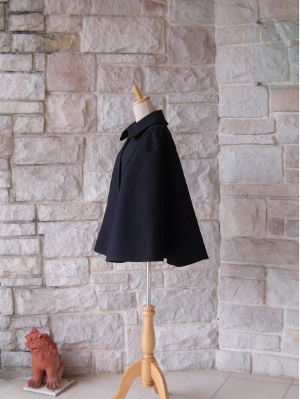 エレガントケープコート】ザ・ブラック 王道の 黒 ウール・カシミヤ