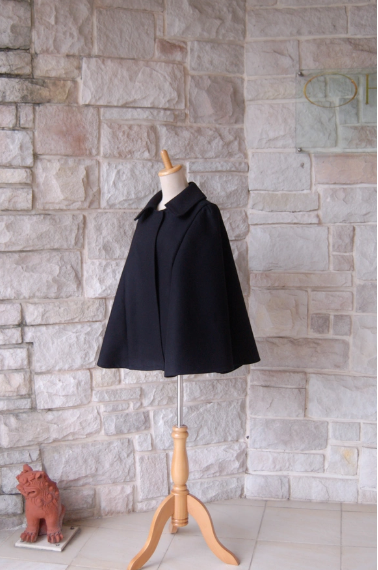 美品】ダックス 裏地ハウスチェック ウール ケープコート マントコート