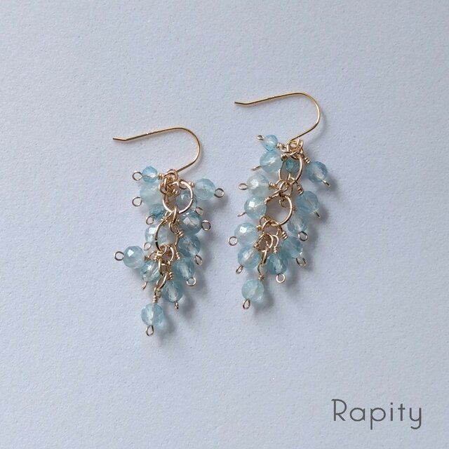 14kgf☆天然石ブルートパーズ デザインピアス | iichi 日々の暮らしを