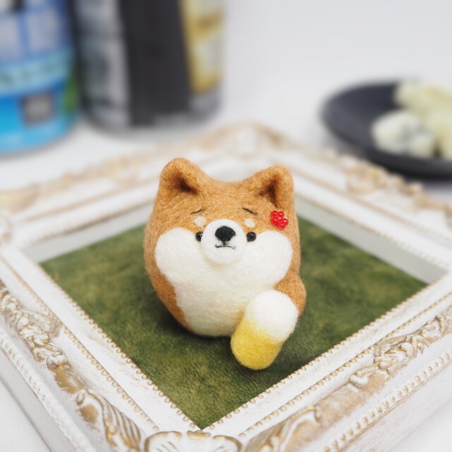 受注製作】ビールとまゆ柴犬(赤柴・黒柴・白柴) -女の子タイプ- 羊毛