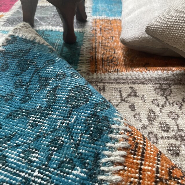 sale】 71×120 パッチワーク 手縫い レア オーバーダイ トルコ