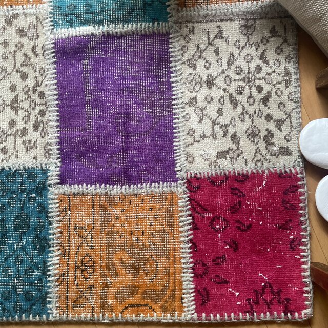 sale】 71×120 パッチワーク 手縫い レア オーバーダイ トルコ