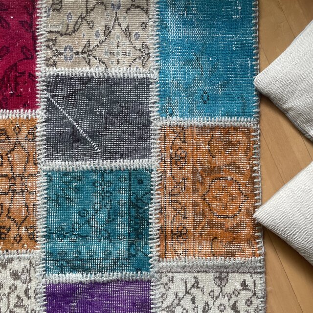 sale】 71×120 パッチワーク 手縫い レア オーバーダイ トルコ