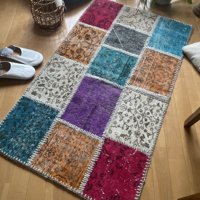 sale】 71×120 パッチワーク 手縫い レア オーバーダイ トルコ