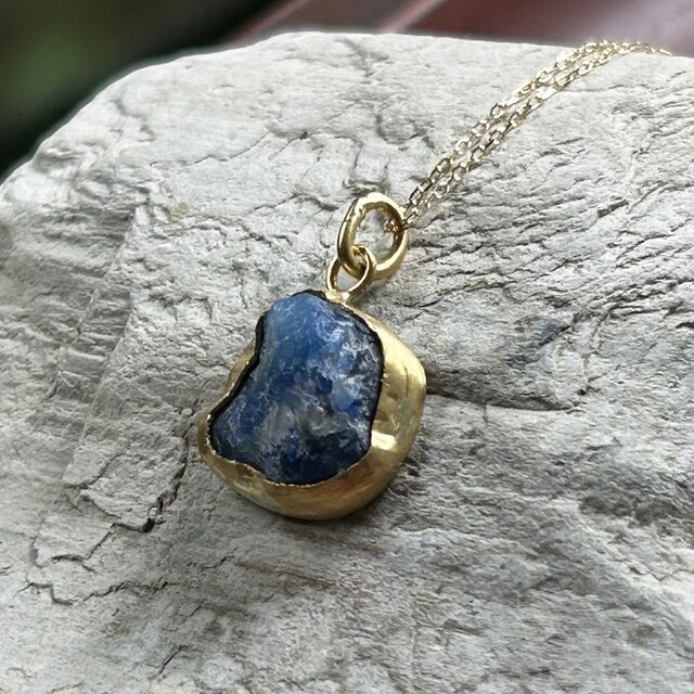 K24純金+K22◇ラズライト◇Lazulite ◇地球の様な宝石◇ペンダント