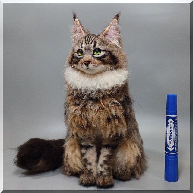 羊毛フェルト 猫 サイベリアン ねこ ネコ 猫フィギュア | iichi 日々の