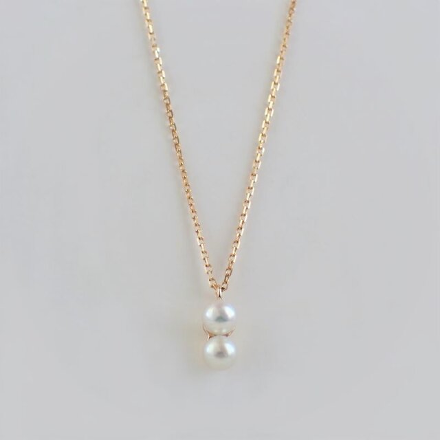 2粒のあこや真珠 ベビーパール ネックレス K10 K18 | iichi 日々の