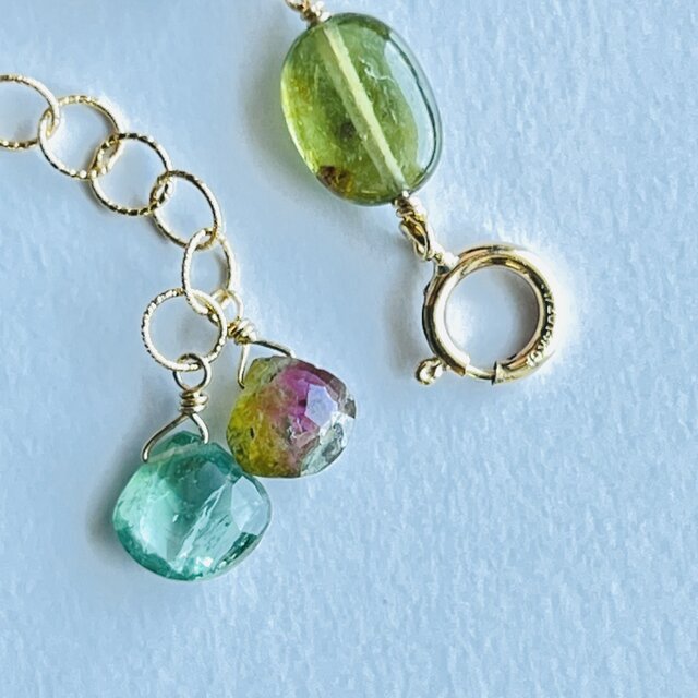 2本限定】 トルマリン マルチカラー ブレスレット 高品質 14kgf 透明