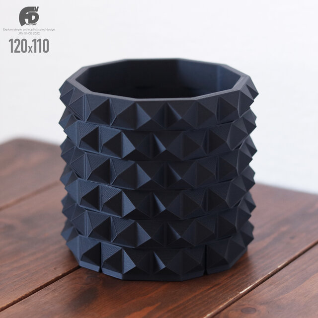 STUDS 03 MatteBlack+ 4.5号 作家鉢 台座付き STUDS 03 MatteBlack+