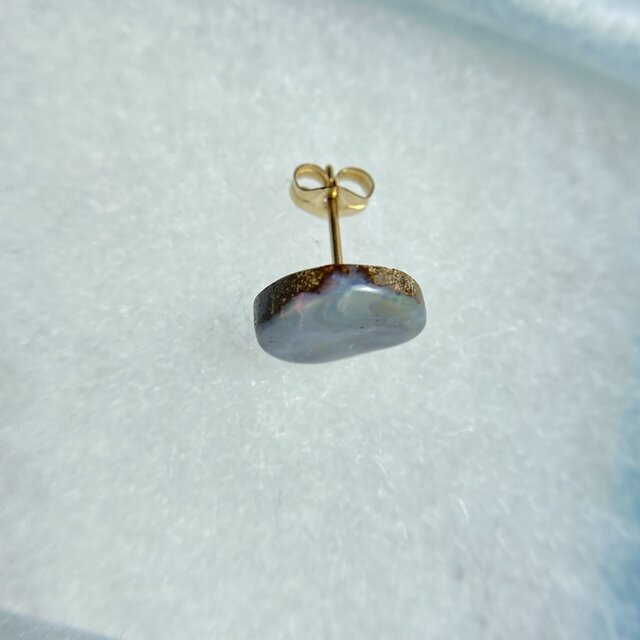 天然ボルダーオパール14kgf片耳ピアス☆オーストラリア・Yowah産原石