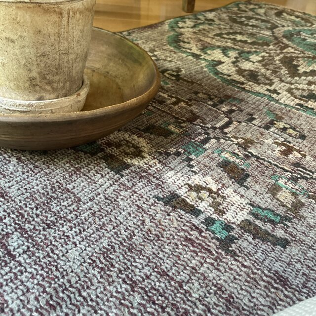 トルコヴィンテージラグ ブラウン×グリーン グレー×レッド ランナー