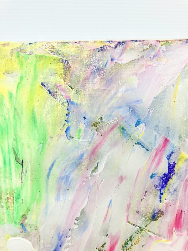 即興で生きる ピンク イエロー グリーン カラフル 抽象画 現代アート