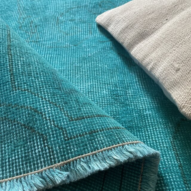 トルコヴィンテージラグ ターコイズブルーグリーン 204×103 オーバー