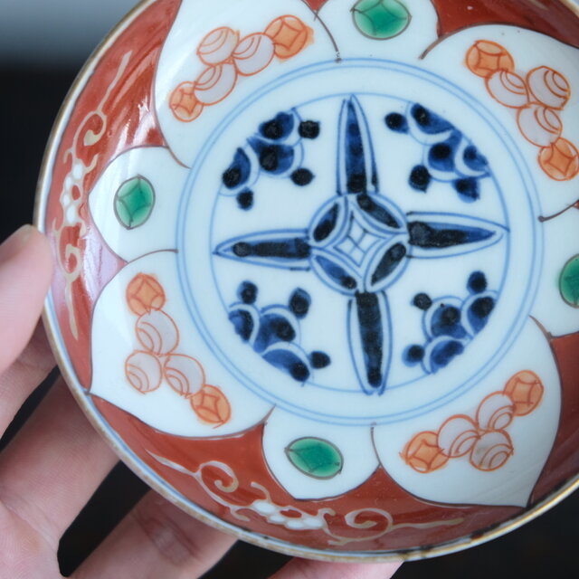 少しアウトレット品】赤でポップ◇古伊万里 赤絵金彩小皿 骨董品