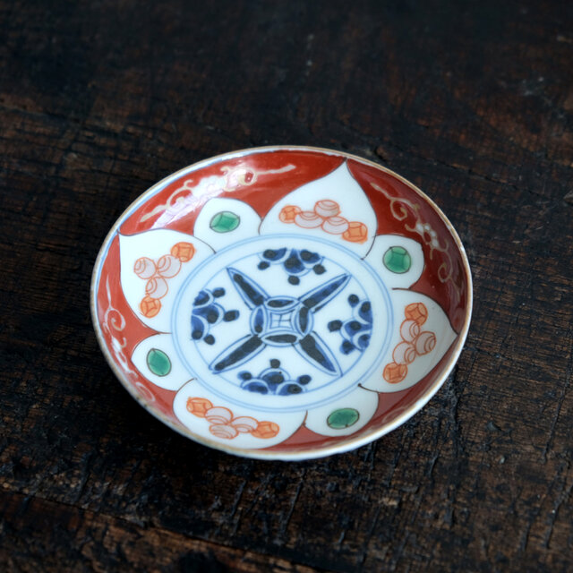 少しアウトレット品】赤でポップ◇古伊万里 赤絵金彩小皿 骨董品