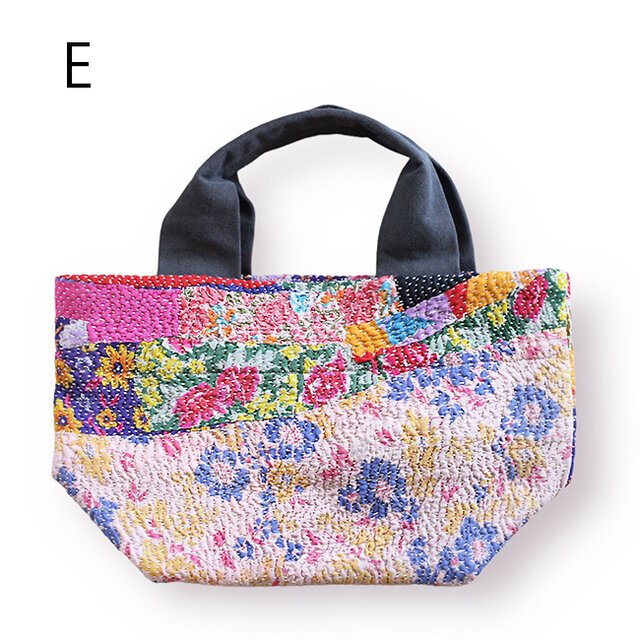 カンタ刺繍パッチワークキルトのトートバッグ【Mサイズ/E】 | iichi